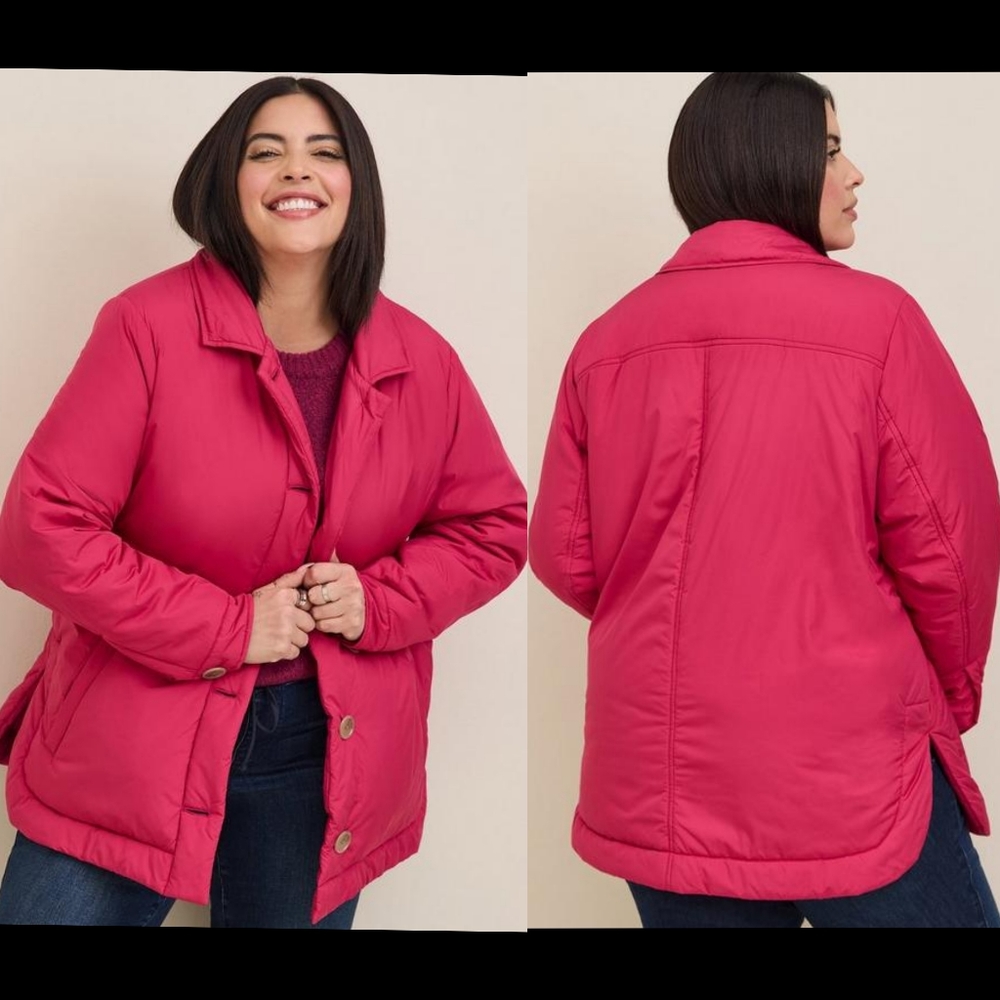 TORRID Pink Poly Fill Shacket Jacket